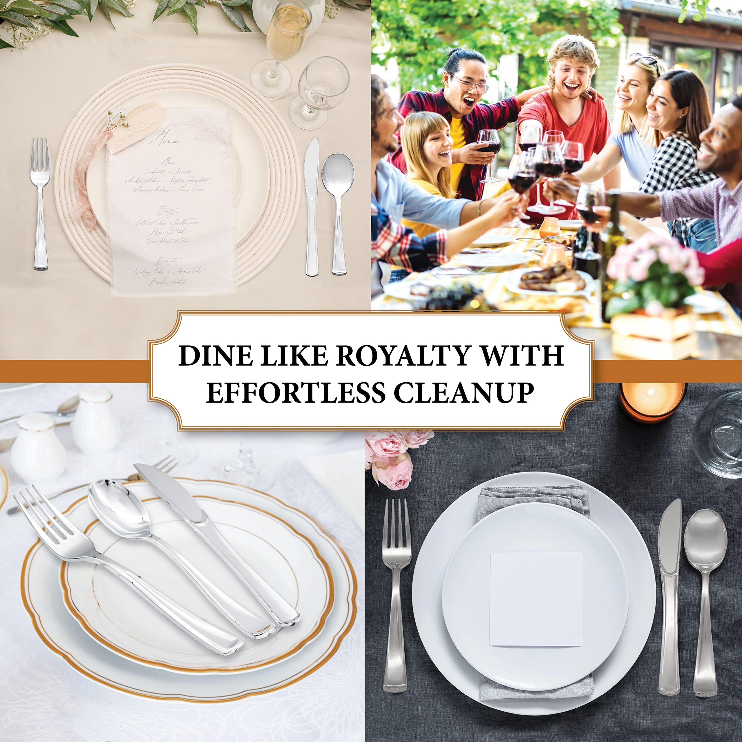 Party Essentials Disposable Plastic Cutlery/Heavy-Duty Flatware/Silverware for All Events, 100-Count(Pack of 1), Shiny Silver Soup Spoons