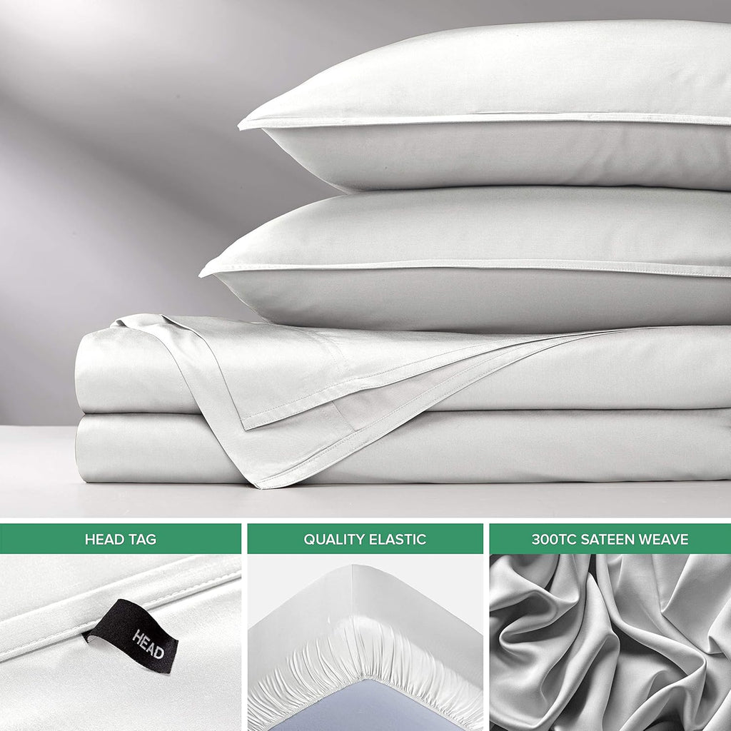 Pure Bamboo Queen Sheets - Luxuriously Soft & Cooling 100% Organic Viscose Bed Sheet Set | White, Double Stitching