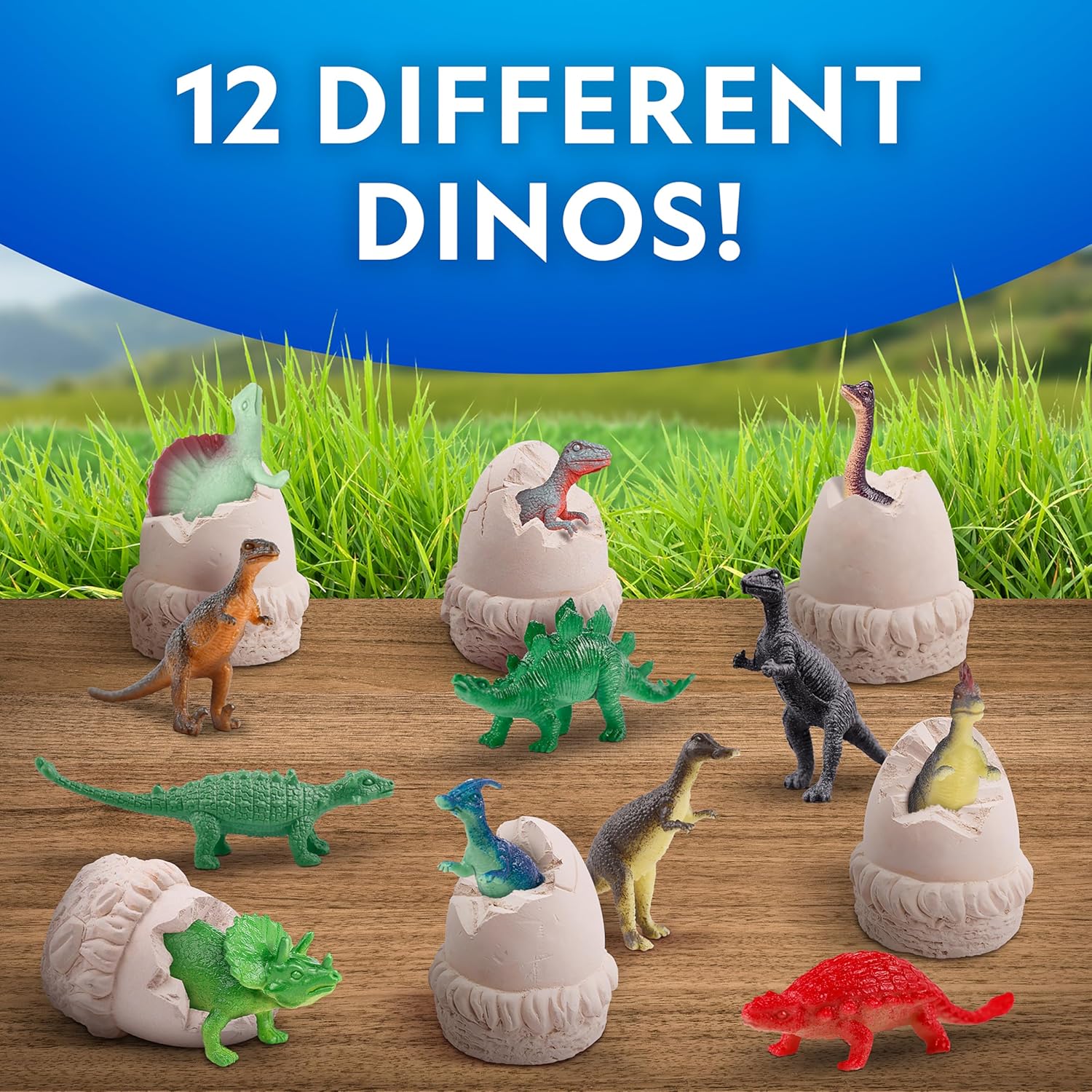 National Geographic Dinosaur Dig Kit - 12 Dino Shaped Dig Bricks with Figures & Excavation Tools | STEM Toy for Kids