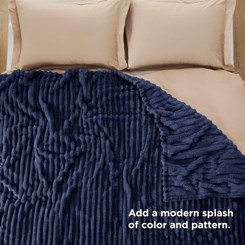 Bedsure GentleSoft Navy Fleece Blanket - Cozy Soft Couch Throw, Perfect for Women & Girls, 108x90 Inches