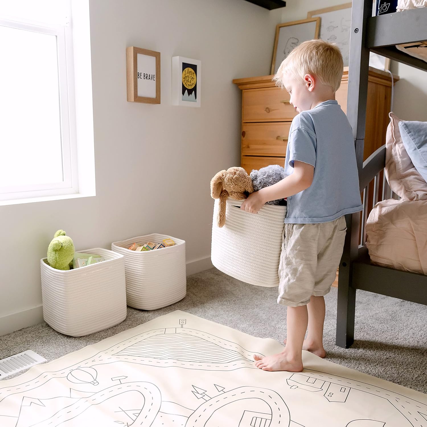 NaturalCozy Storage Cubes - 11-Inch Cotton Rope Woven Baskets, 3-Pack | Perfect for Organizing Toys & More