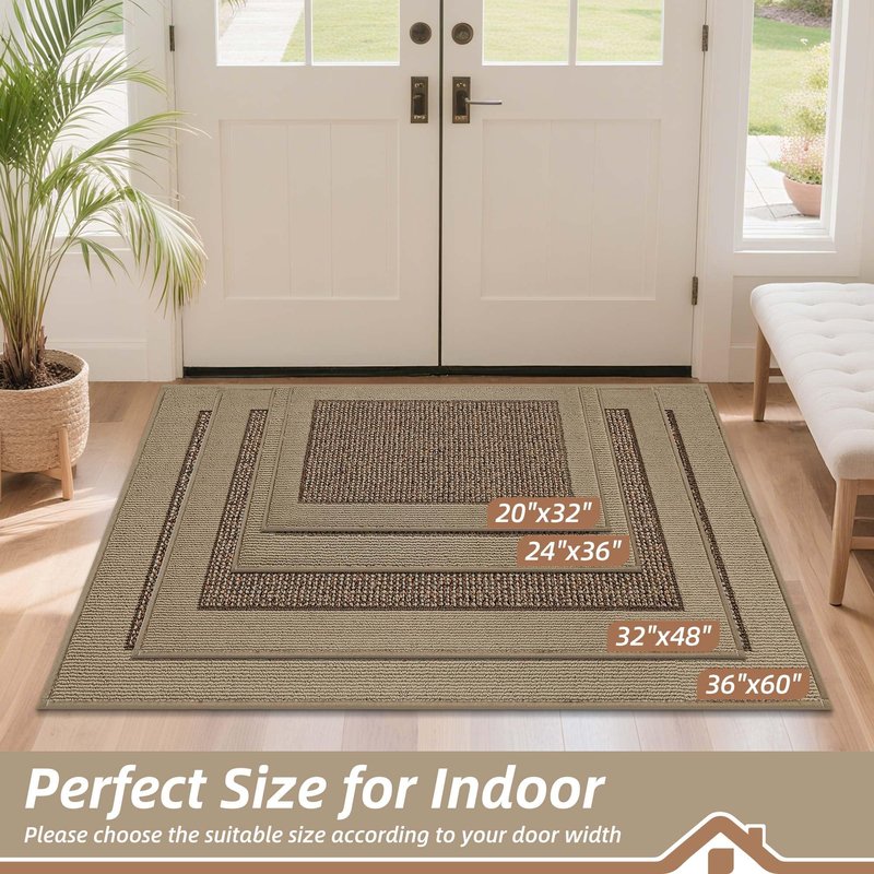 BEQHAUSE Indoor Door Mat 32" x 48", Dirt Trapper Door Mats Non-Slip Entryway Rugs Washable, Resist Dirt Absorbent Welcome Mat, Low Profile Floor Mats for Front Back Door and Entryway, Taupe