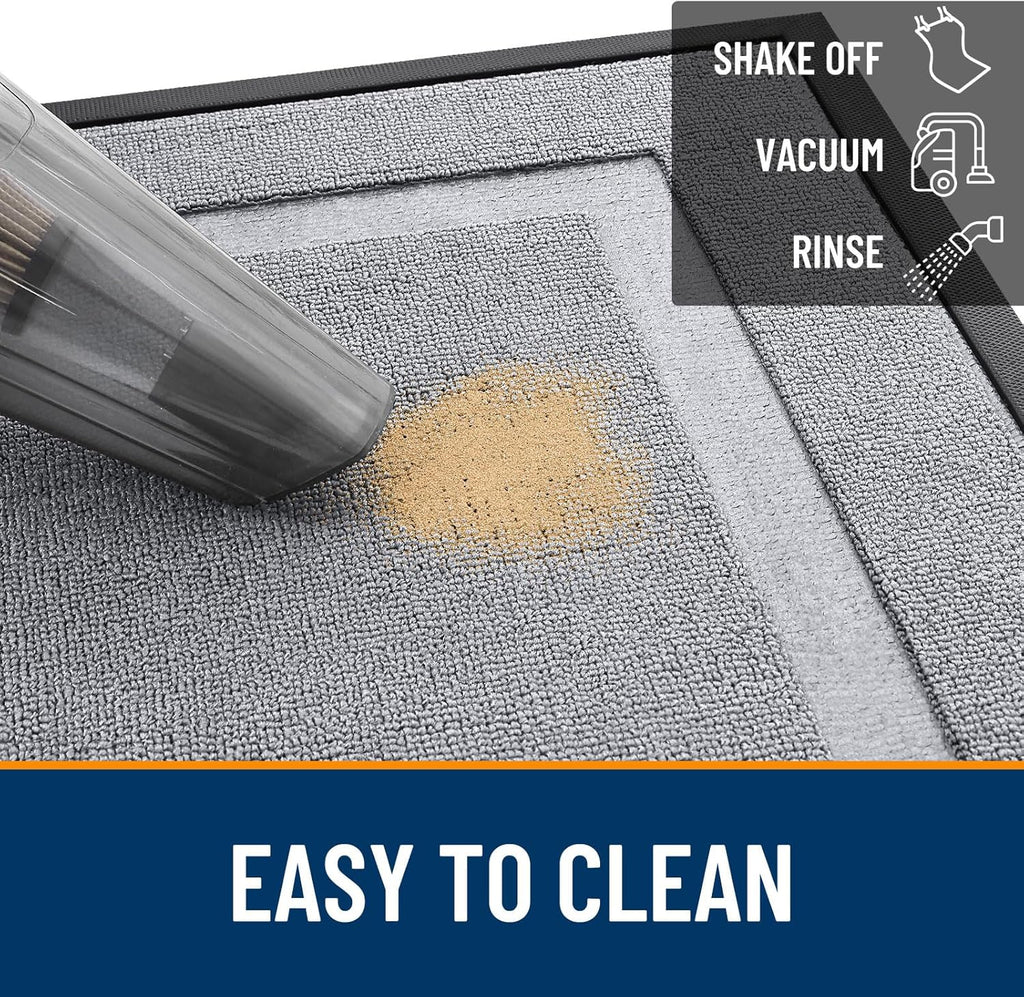 OLANLY Front Door Mat - Waterproof All-Season Doormat | Sturdy Natural Rubber, 33x21, Silver Gray