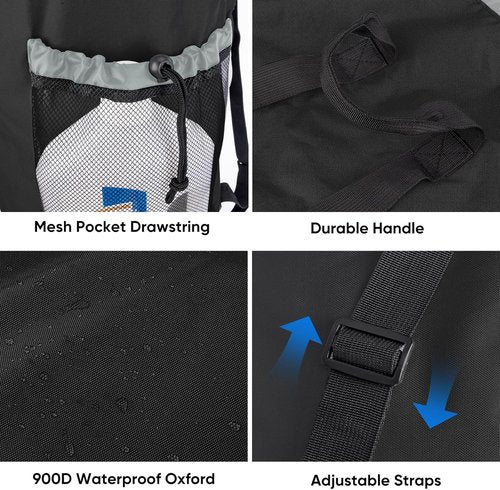 BALEINE 120L Laundry Bag Backpack - Durable 900D Oxford Fabric with Shoulder Straps & 2 Mesh Pockets | Black