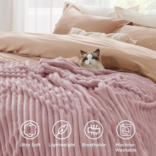 Bedsure GentleSoft Pink Fleece Blanket - Cozy, Soft Throw for Couch | Perfect for Women & Girls, 60x80 Inches
