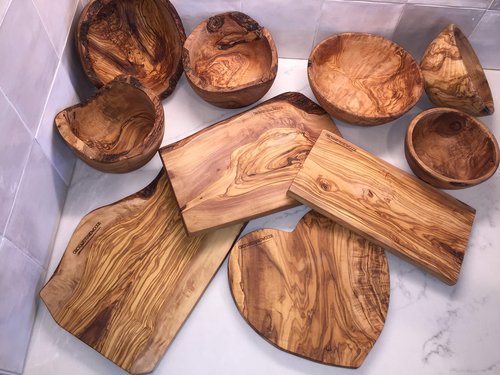 ORCHARD HARDWOODS 10" Rustic Oval Artisan Olive Wood Dough Bowl Bread Basket Boat Shaped - Live bark edge. Natural Server for Fruit, Salads, Chips, Popcorn. In Lg 10" or XL 12". (Large 10x5-7x4”)