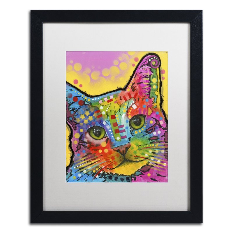Trademark Fine Art Tilt Cat by Dean Russo, White Matte, Black Frame 16x20-Inch