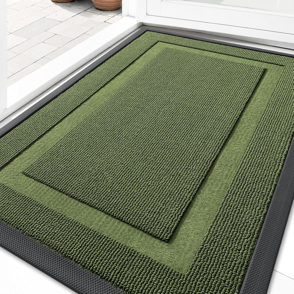 OLANLY Indoor Outdoor Front Door Mat - Waterproof All-Weather Doormat, Easy Clean | 29.5x17, Classic Green