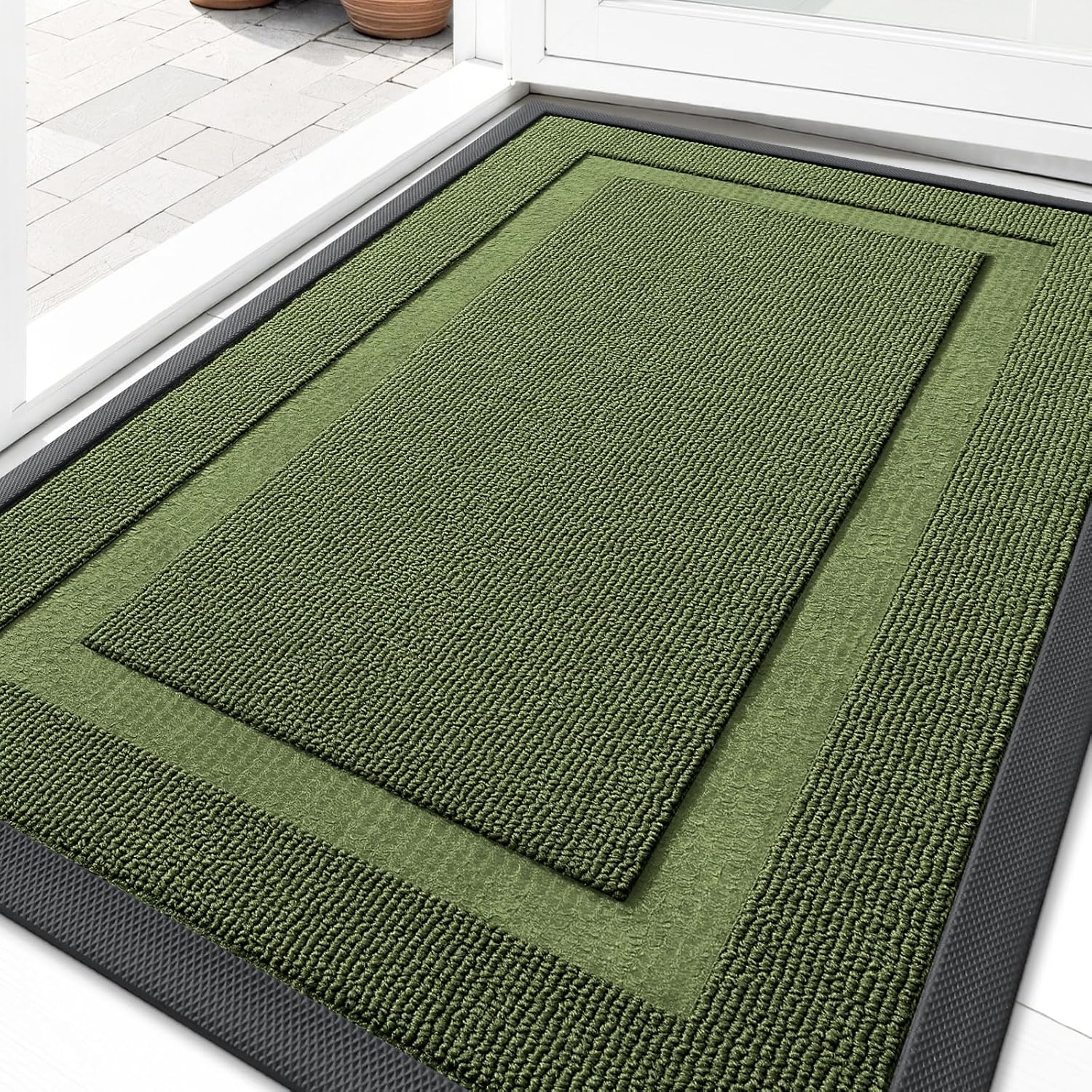 OLANLY Indoor Outdoor Front Door Mat - Waterproof All-Weather Doormat, Easy Clean | 29.5x17, Classic Green