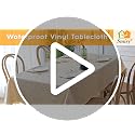 Waterproof Heavy Duty Vinyl Tablecloth, 60x84 Inch Floral Table Cover (Beige)