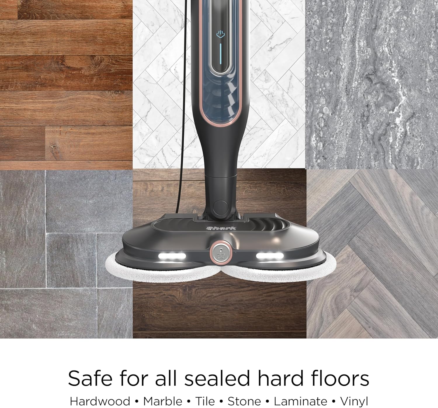 Shark Steam Mop S7201 - Powerful Scrubbing & Sanitizing Cleaner | Gray/Rose Gold Finish