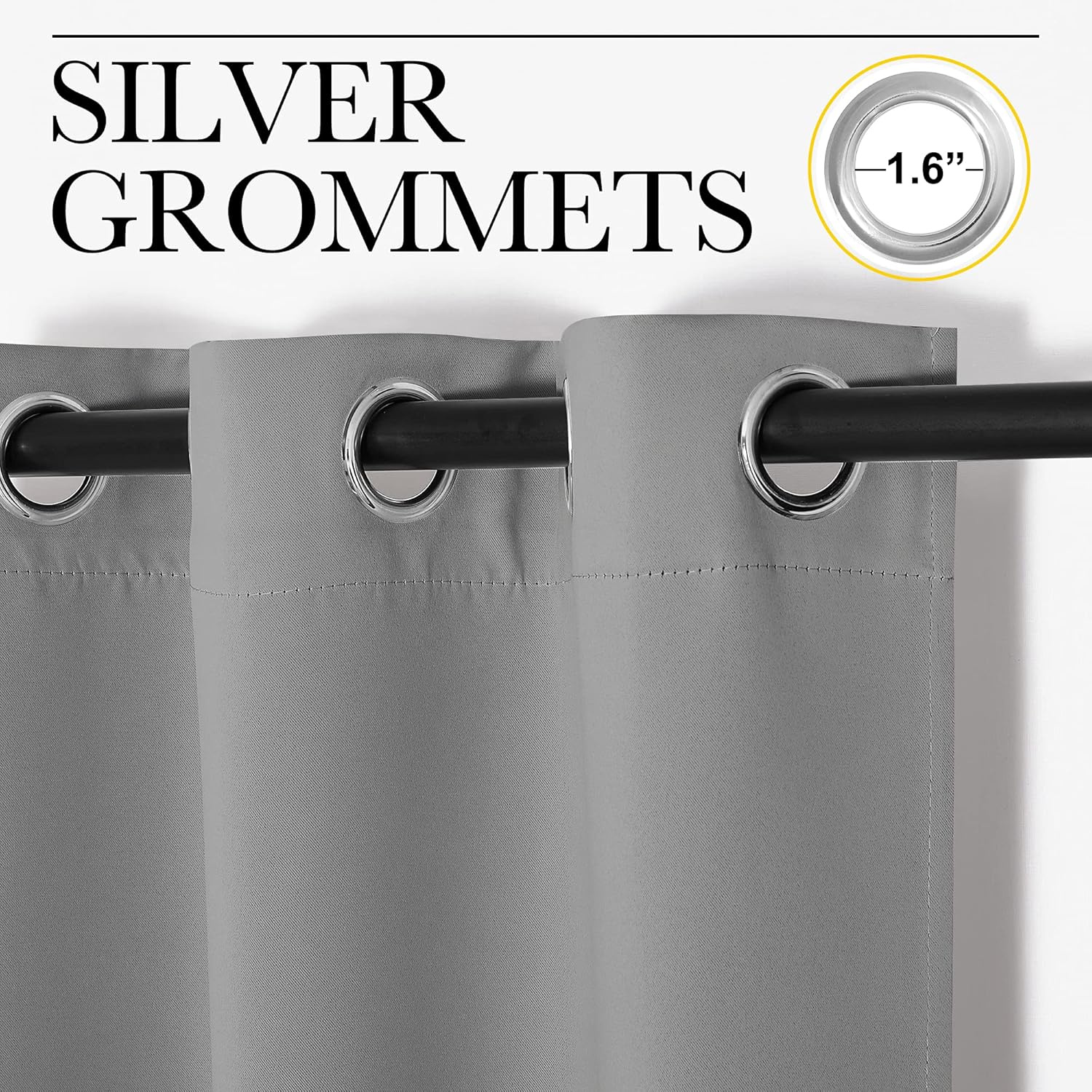NICETOWN Room Darkening Curtain Panels - Silver Grey, 108" Long, 55" Wide | Heat-Blocking Drapes for RV & Studio