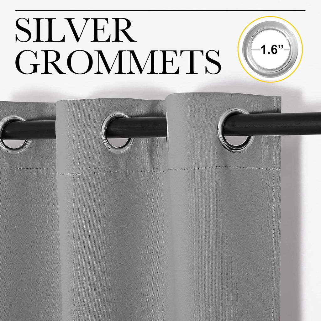 NICETOWN Silver Grey Room Darkening Curtain Panels - 102" Long | Heat-Blocking Drapes for RVs & Studios - 2 Panels