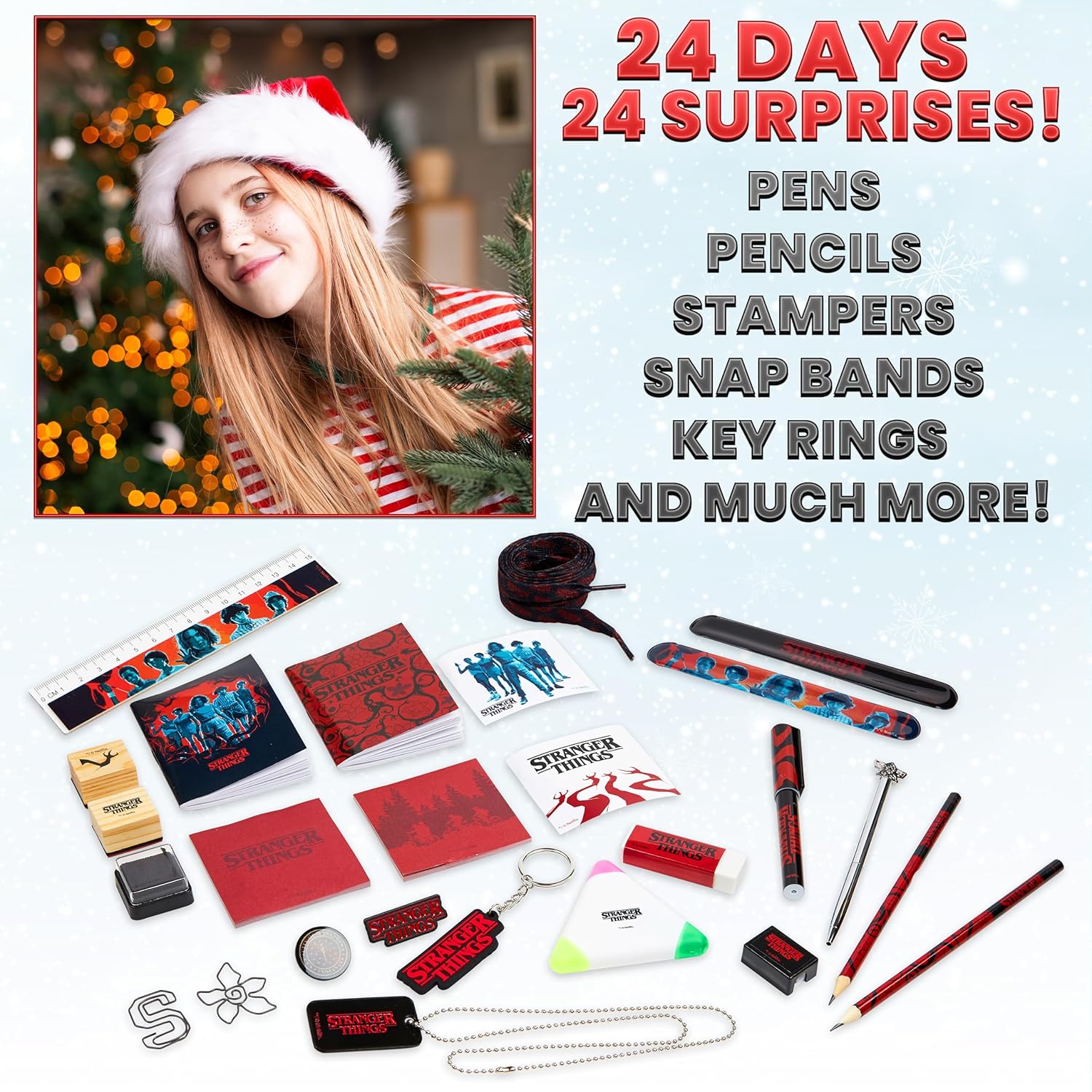 Stranger Things Advent Calendar 2025 - Exclusive Stationery, Necklace, Keyrings & Stickers Set