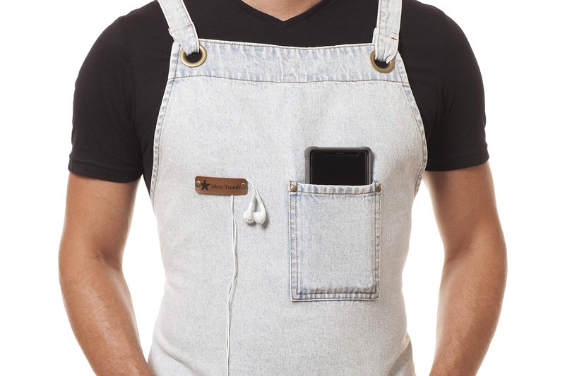 ARAWAK BRAVE Denim Apron for Chef Kitchen BBQ Grill Blue Towel Loop + Quick Release Buckle + Tool Pockets Adjustable M to XXL