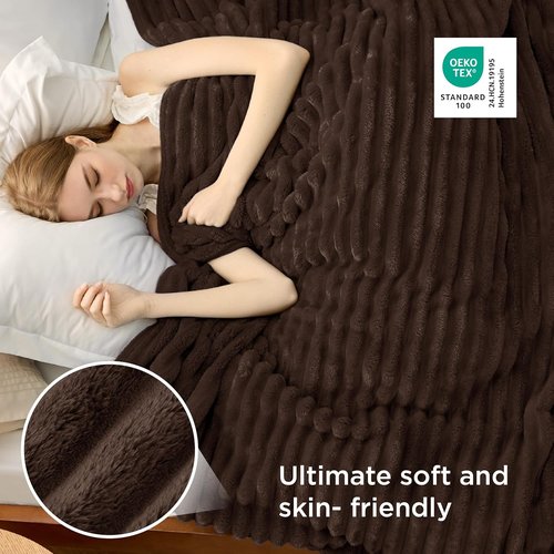 Bedsure GentleSoft Fleece Blanket - Cozy Dark Chocolate Throw for Couch, 108x90 Inches