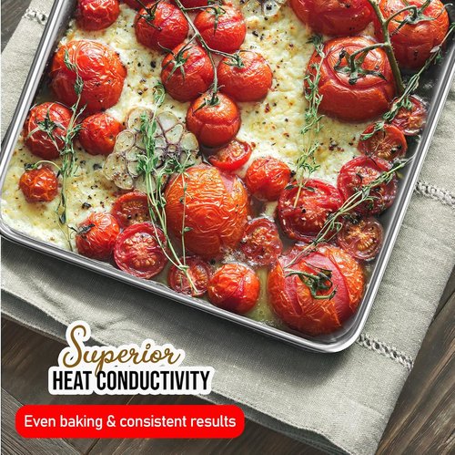 JoyTable Aluminum Baking Sheet Set - 2 Pack Large Non-Stick Cookie Sheets | 21 x 15 Inch Warp Resistant Design