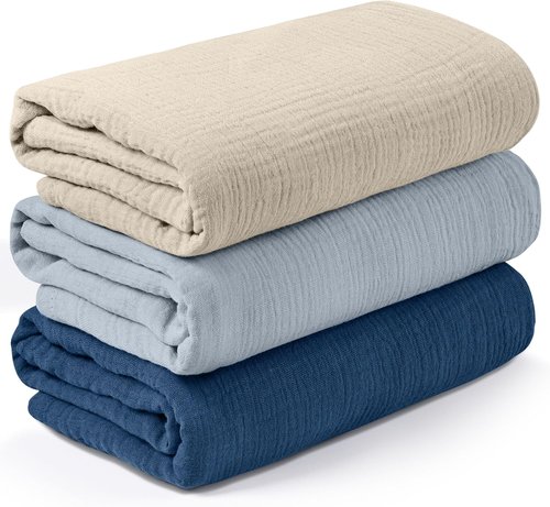 Graceful Muslin Swaddle Blankets - 3 Pack Breathable Soft Receiving Blankets, Large 38 x 40 Inches