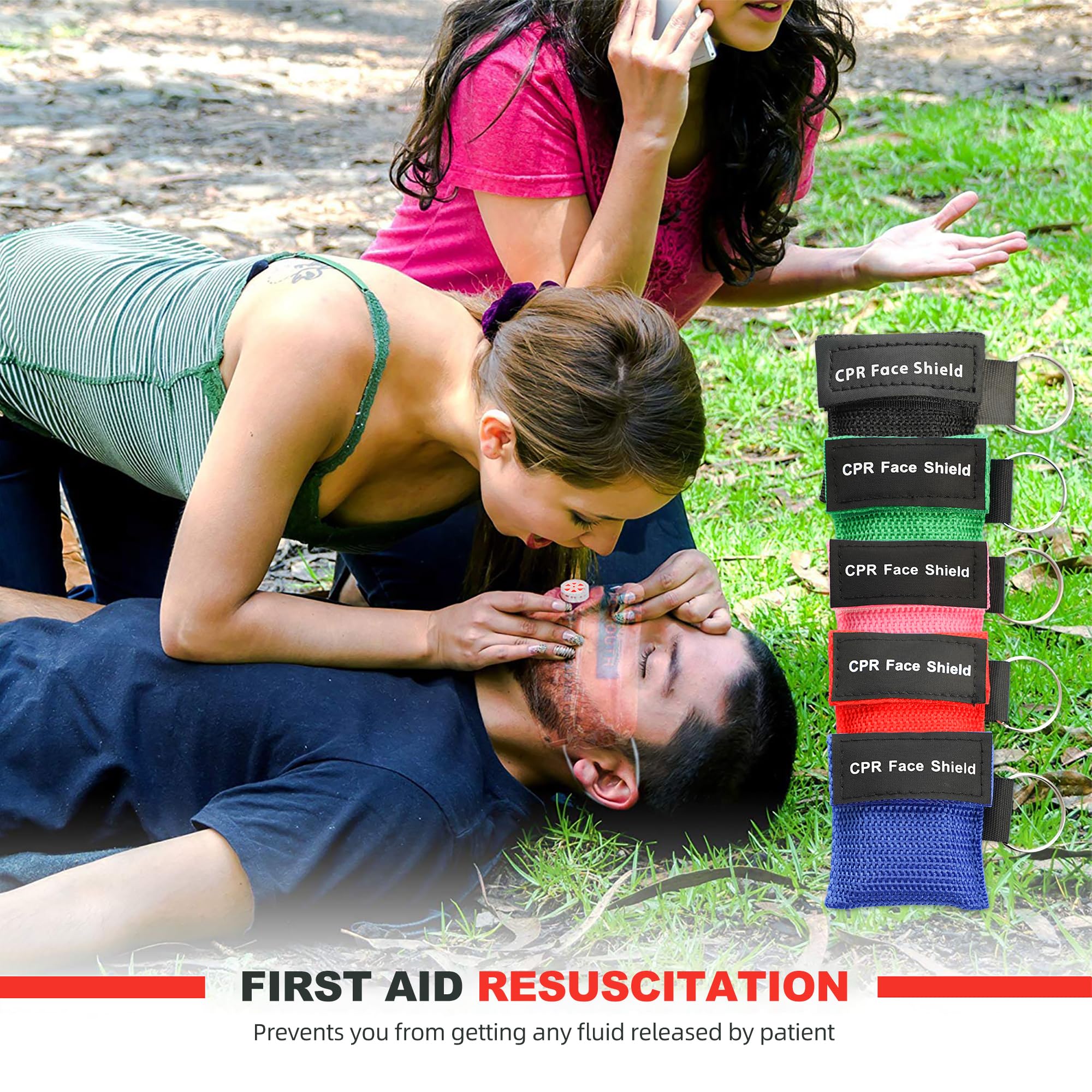 KONGDY 20pcs CPR Face Shield, CPR Pocket Mask Keychain with One-Way Valve Breathing Barrier