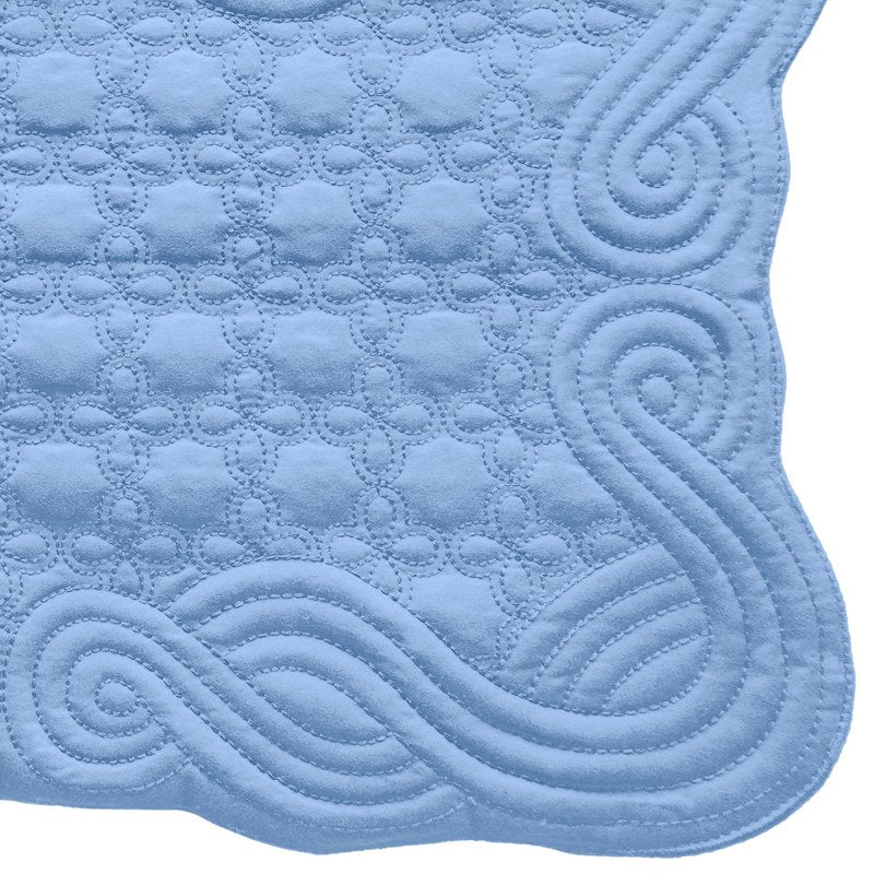 Loom and Mill Quilted Table Placemats Set of 6, Natural Fabric Farmhouse Style Dining Table Mats, Double Layer & Washable for Kitchen Dinner Party Holidays All Season Everyday Use(12"x18", Blue)