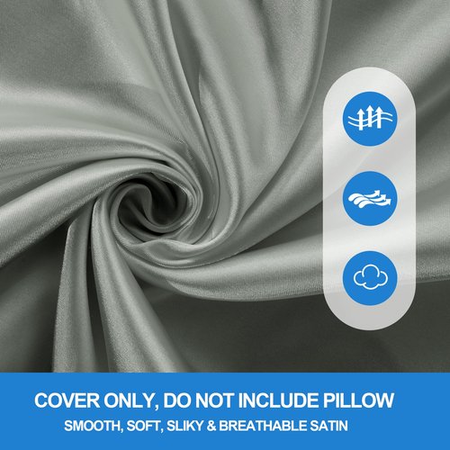 HOMBYS Satin Wedge Pillow Cover Leg Elevation Pillowcase -Silky & Smooth Bed Wedge Replacement Case with Zipper, Removable & Machine Washable(Cover Only), Grey