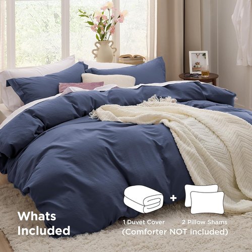 Bedsure California King Duvet Cover - Soft Prewashed Cotton-Like Polyester, 104x98 Inches with Zipper Closure & 2 Pillow Shams