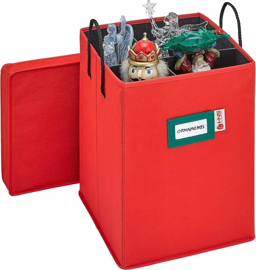Christmas Nutcracker Collectible Storage Box - Organize Up to 9-16" Tall Nutcrackers & Ornaments - Holiday Decor with Adjustable Dividers