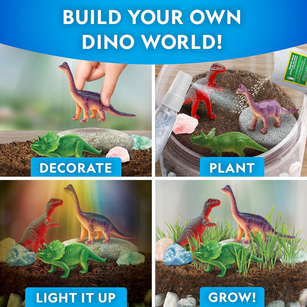 National Geographic Dinosaur Terrarium Kit - Light-Up Dino Habitat with Real Plants & Science Fun for Kids