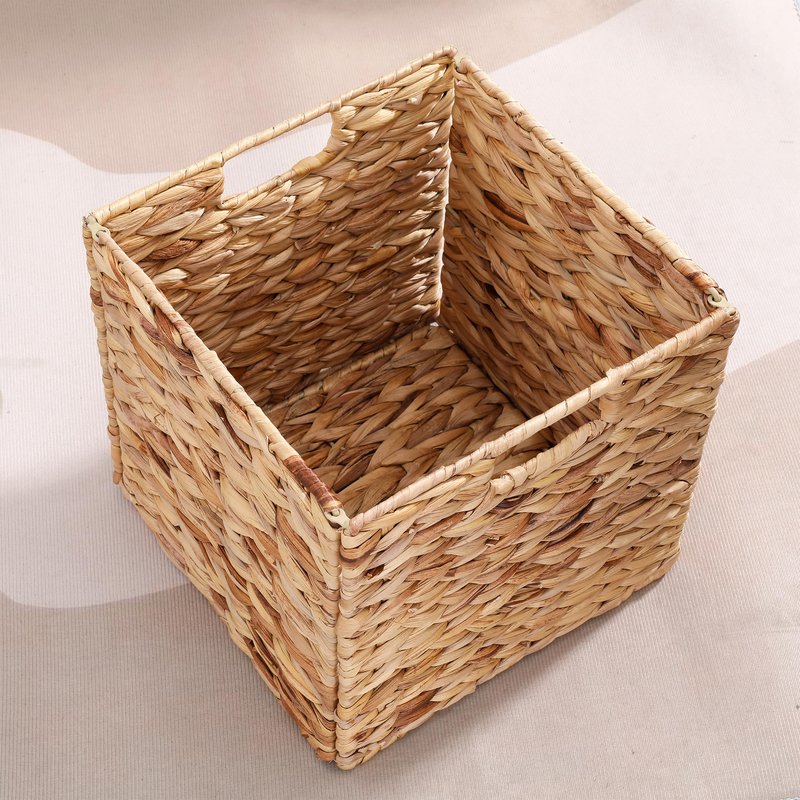 10.5 x 10.5in Wicker Storage Baskets, Cube Foldable Water Hyacinth Storage Baskets for 11 x 11 Cube Shelves Set of 4