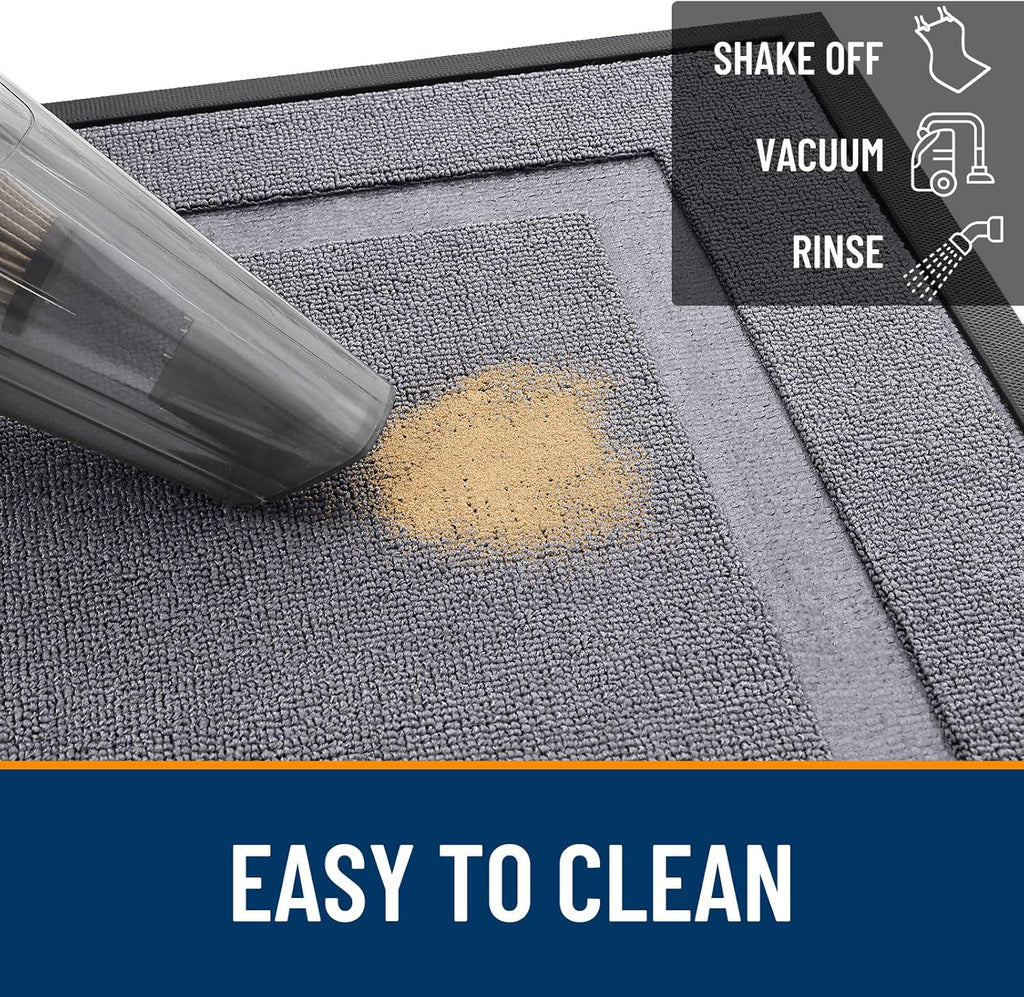 OLANLY Indoor Outdoor Front Door Mat - Waterproof All-Weather Doormat, Easy Clean, 35x23, Classic Gray