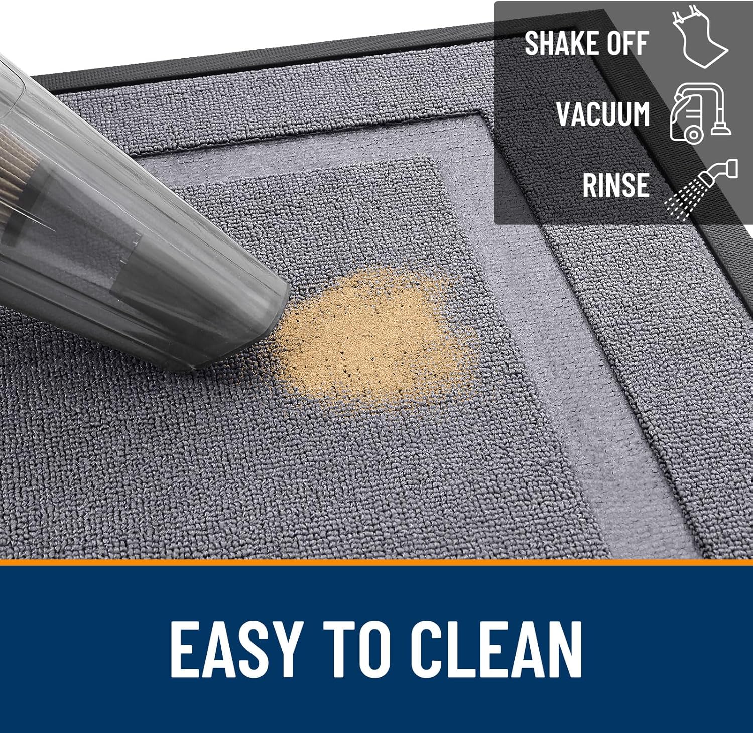 OLANLY Indoor Outdoor Front Door Mat - Waterproof All-Season Doormat, Sturdy Rubber, 59x23, Classic Gray