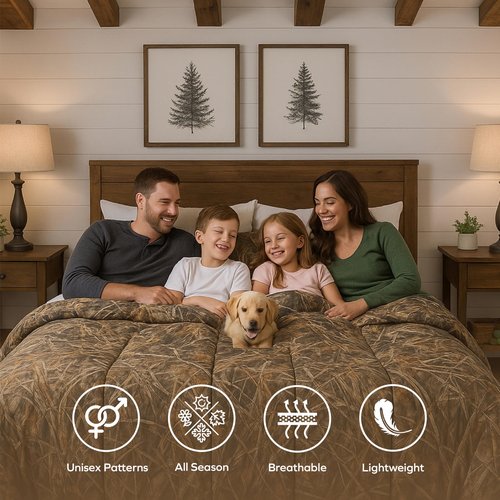 VISI-ONE Realtree Max-5 Camo King 3 Piece Comforter Set – All Season Lightweight Microfiber Bedding, Farmhouse Rustic Décor, Unisex Style for Mancave, Cabin, Lodge, Camping, Outdoor & Modern Spaces