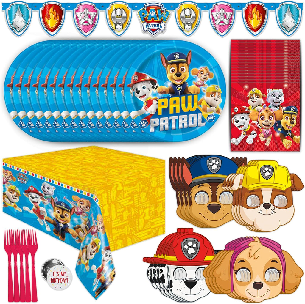Paw Patrol Birthday Decorations - Complete Party Supplies Kit for 16 Guests with Plates, Napkins, and Favors
