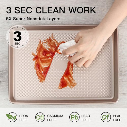HONGBAKE Nonstick Quarter Sheet Baking Pan - Durable 57% Thicker Carbon Steel, 9 x 13 Size