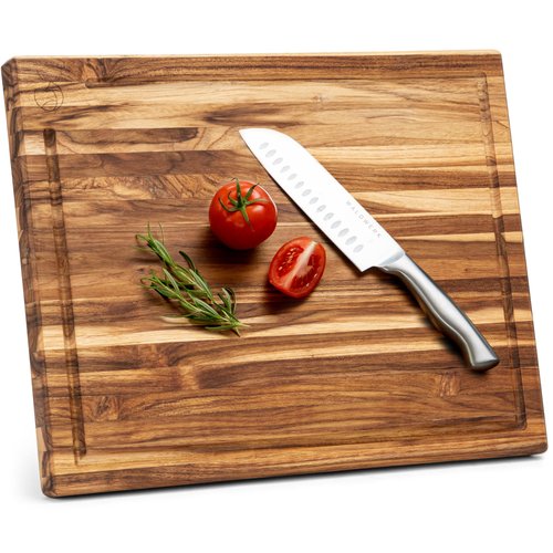 WALDWERK Large Teak Wood Cutting Board (18 x 14 x 1.2") - Solid Wood Cutting Board - Large Teak Wood Chopping Board - Wooden Butcher Block for Kitchen
