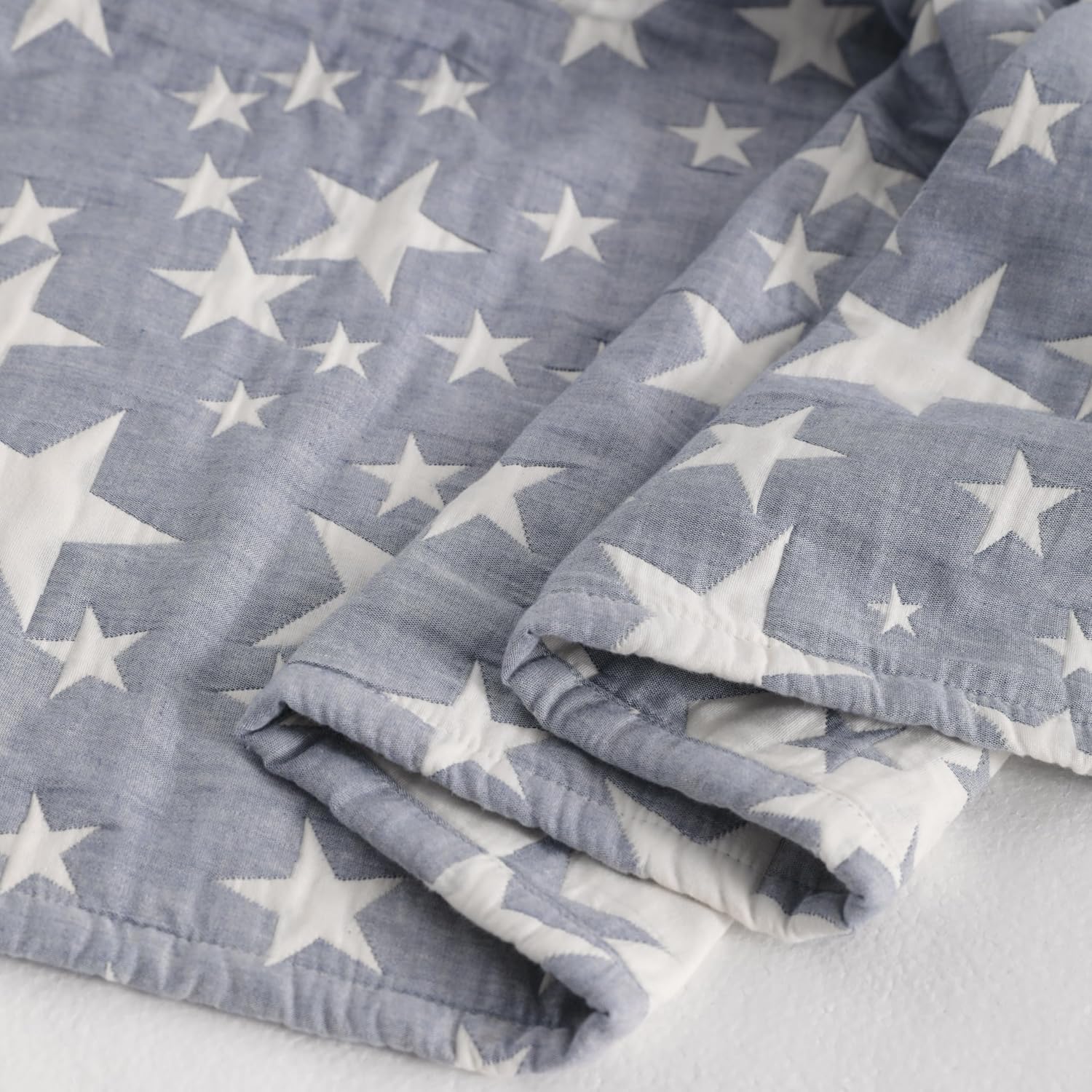 NTBAY Oversized Muslin Cotton Toddler Blanket - Super Soft Reversible Nursery Blanket, 45x60 Inches, Blue/White Star