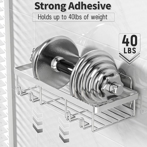 Liuoud Shower Caddy Organizer - Rustproof Stainless Steel Wall Storage Basket | 5 Pack, Large Capacity, Silver