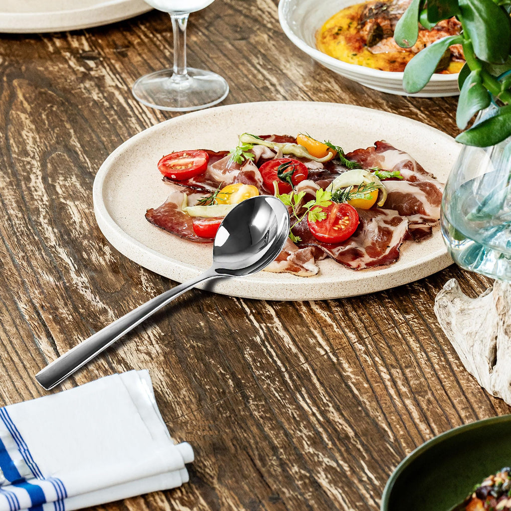 IMEEA 6.9-Inch Soup Spoons Round Cereal Spoon 18/10 Stainless Steel Bouillon Spoons for Dessert Ice Cream, Set of 6