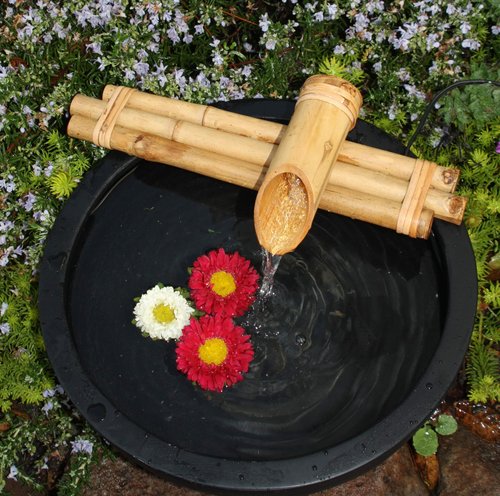 Bamboo Accents Zen Fountain Kit - Three-Arm, Split-Resistant Bamboo for DIY Indoor/Outdoor Oasis - for Large Containers (Bowl Not Included) (12" Three-Arm)