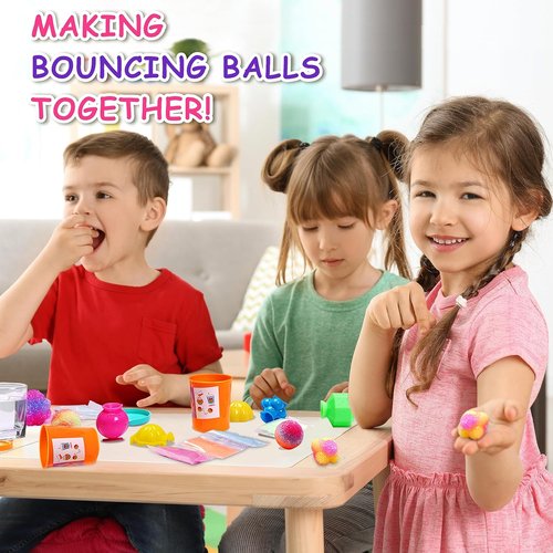 FunKidz Bouncy Ball Kit - Colorful Magic Ball-Making Activity for Kids | 12 Individual Bottles, Ages 6+