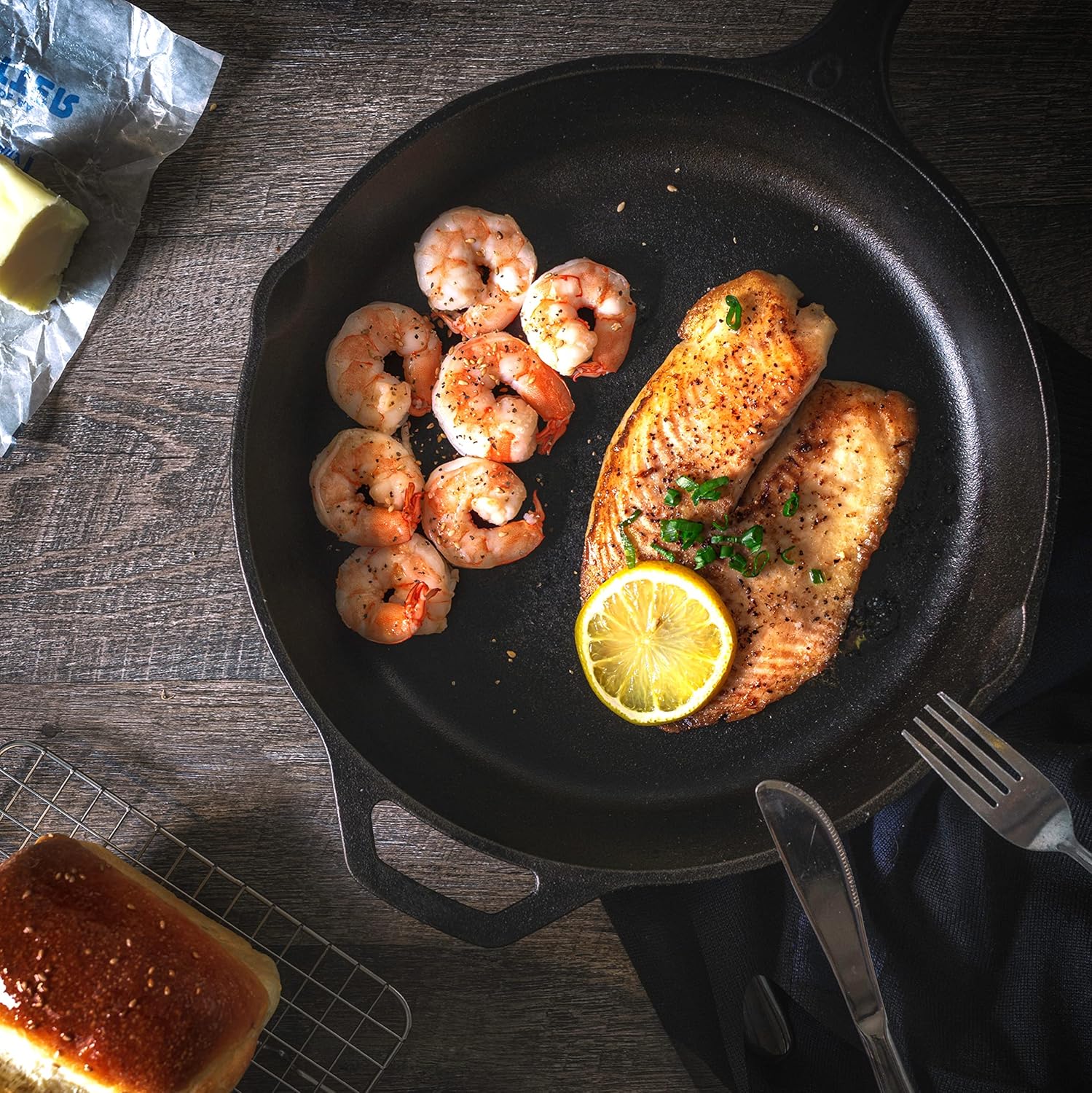 Utopia Kitchen 12-Inch Premium Cast Iron Frying Pan - Pre-Seasoned Skillet with Lid for Indoor & Outdoor Cooking