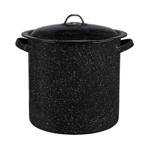 Granite Ware 15.5-Quart Stockpot, Large Capacity for Soups, Stews, Pasta - Durable Graniteware with Non-Stick Surface for Easy Cleaning - Chip-Resistant & Even Heat Distribution (Speckled Black)