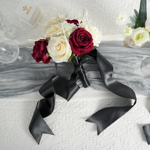 MEEDEE Black Satin Ribbon - Lux Double-Faced 3 Inch Wide | 10 Yards for Christmas & Halloween Decor