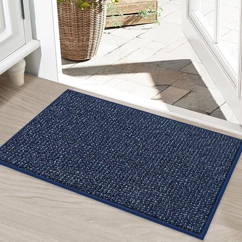 BEQHAUSE Dirt Trapper Door Mat - Non-Slip, Washable, Absorbent Entrance Mat | 20" x 32", Blue