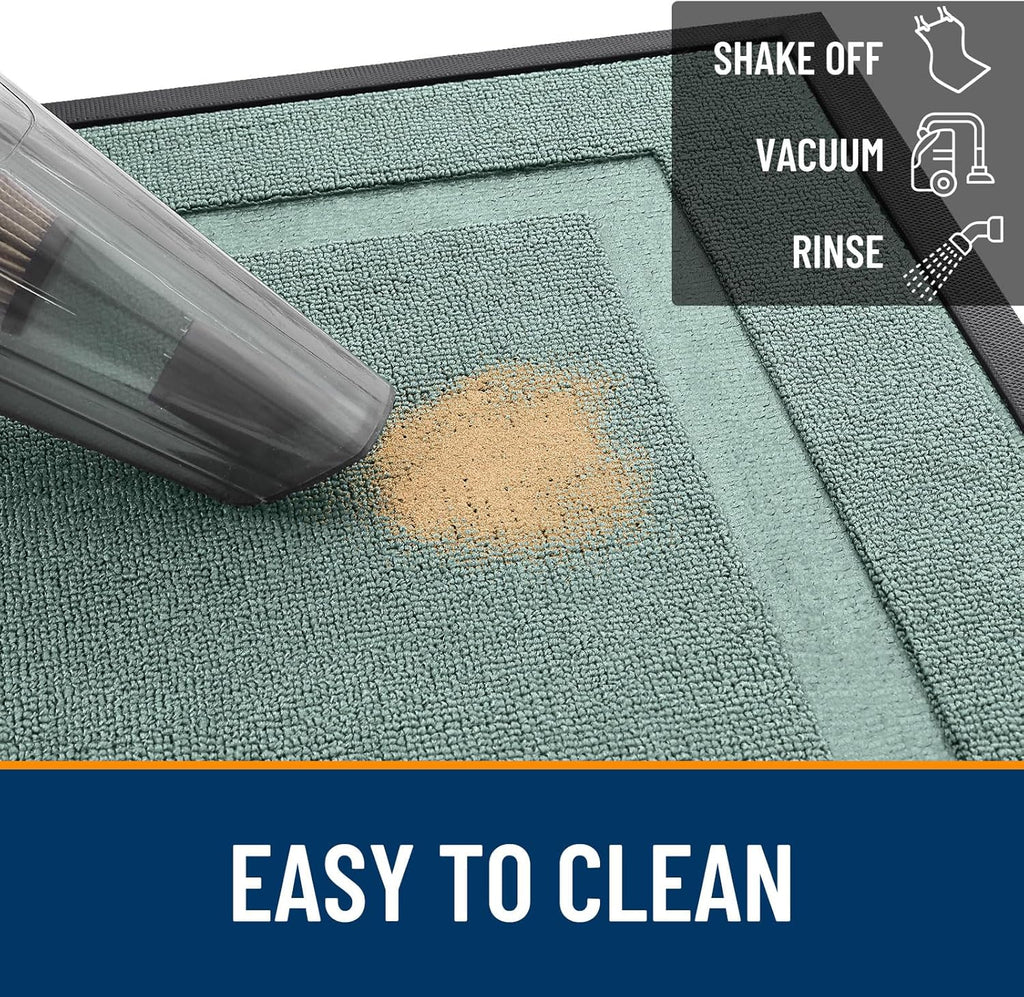OLANLY Waterproof Front Door Mat - All-Season Indoor/Outdoor Doormat, Easy Clean, 35x23, Grayish Green