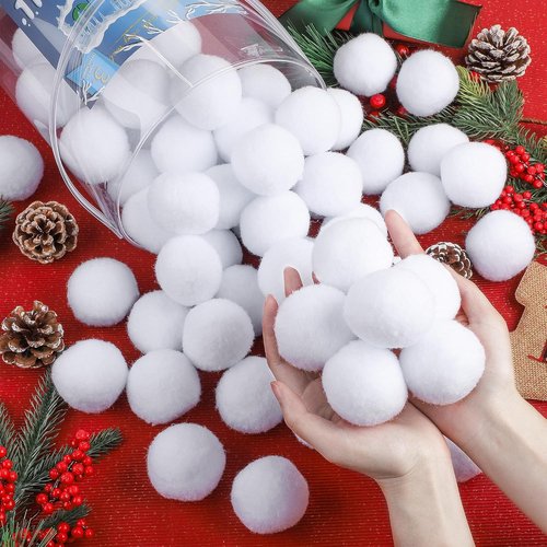 Elcoho 200 Pieces Fake Snowballs - 2 Inch Artificial Snow for Winter Party Games Indoors