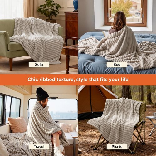 Bedsure GentleSoft Throw Blanket - Cozy Beige Fleece for Couch | Plush 50x60 Inches, Perfect Gift for All