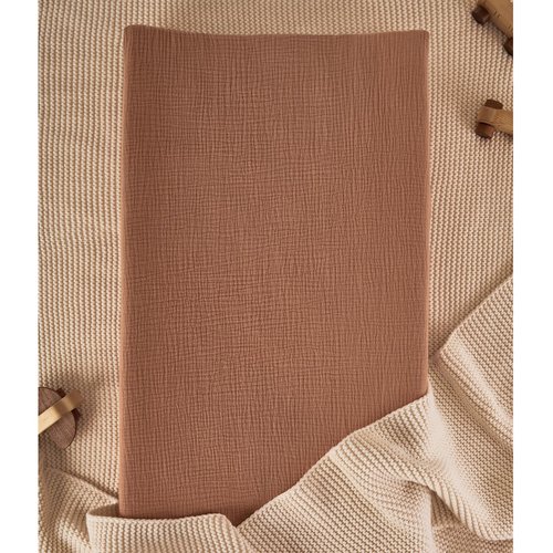 TILLYOU Muslin Changing Pad Cover for Girls Boys, Soft and Breathable Baby Diaper Changing Pad Cover, 2 Pack Caramel&Brown