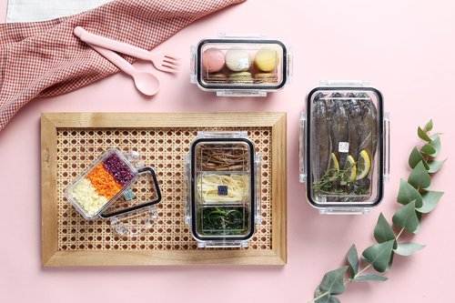 Airtight Food Storage Container with Lid(21.5 + 26.5 oz ,5 Removable Boxes) - Tritan 100% | BPA-Free | Candy and Nuts Organizer| Fruits, Vegetables | Travel, Party and Picnic | Meal Prep| Lunch box