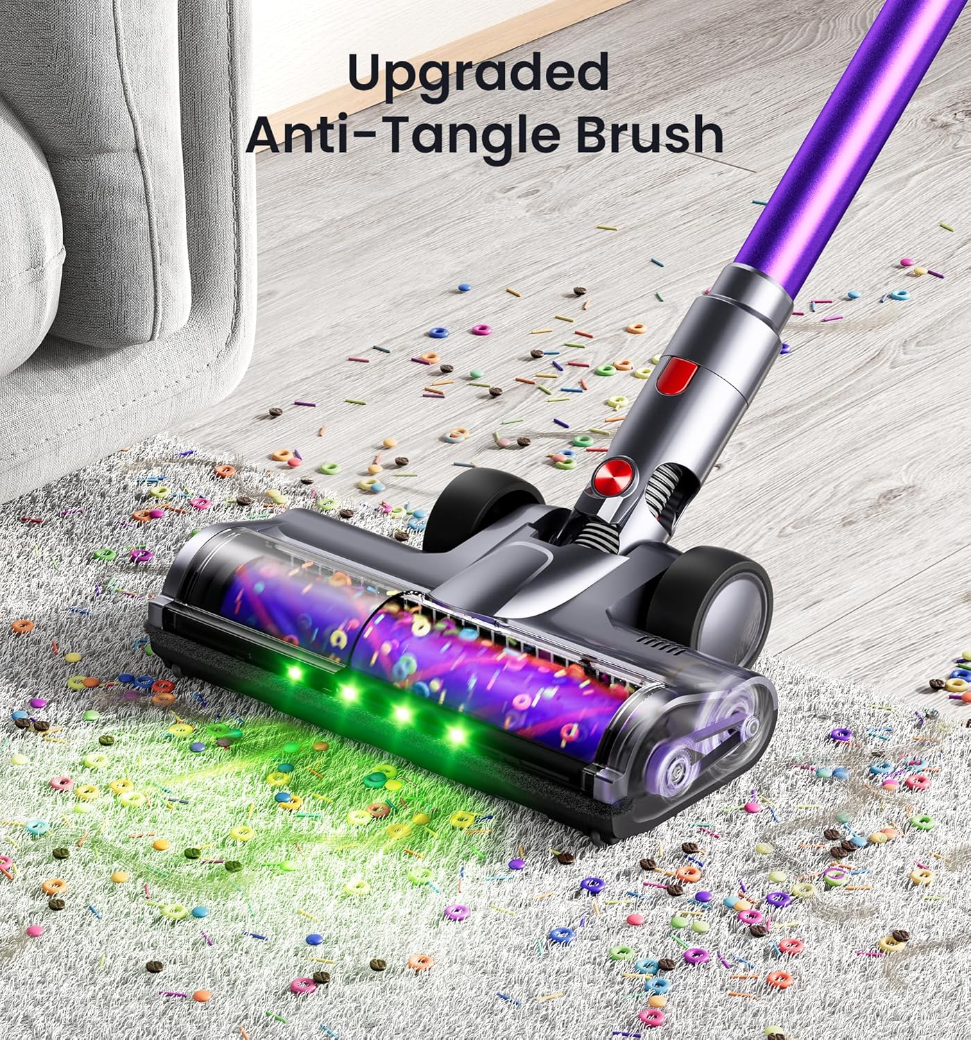 Skiennix Cordless Vacuum Cleaner - 650W, 55KPA Suction, 80 Minutes Runtime, Smart Display, Anti-Tangle Brush